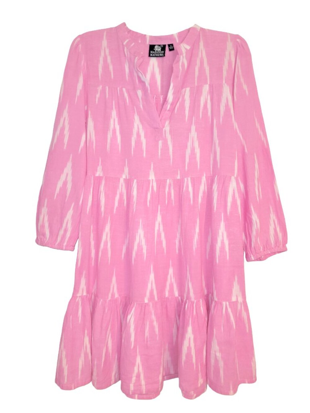 Madison Matthews Folly Ikat Tiered Cotton Mini Dress